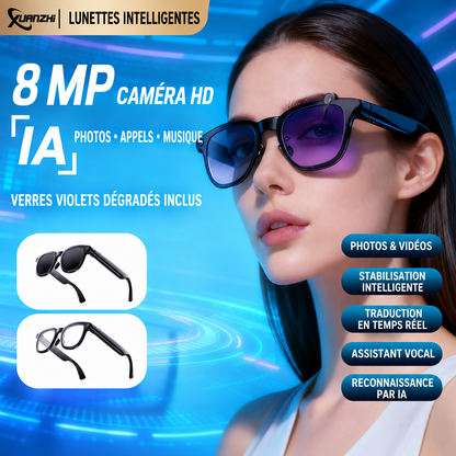 Lunettes connectées AI VISION portées, caméra et assistant IA intégrés