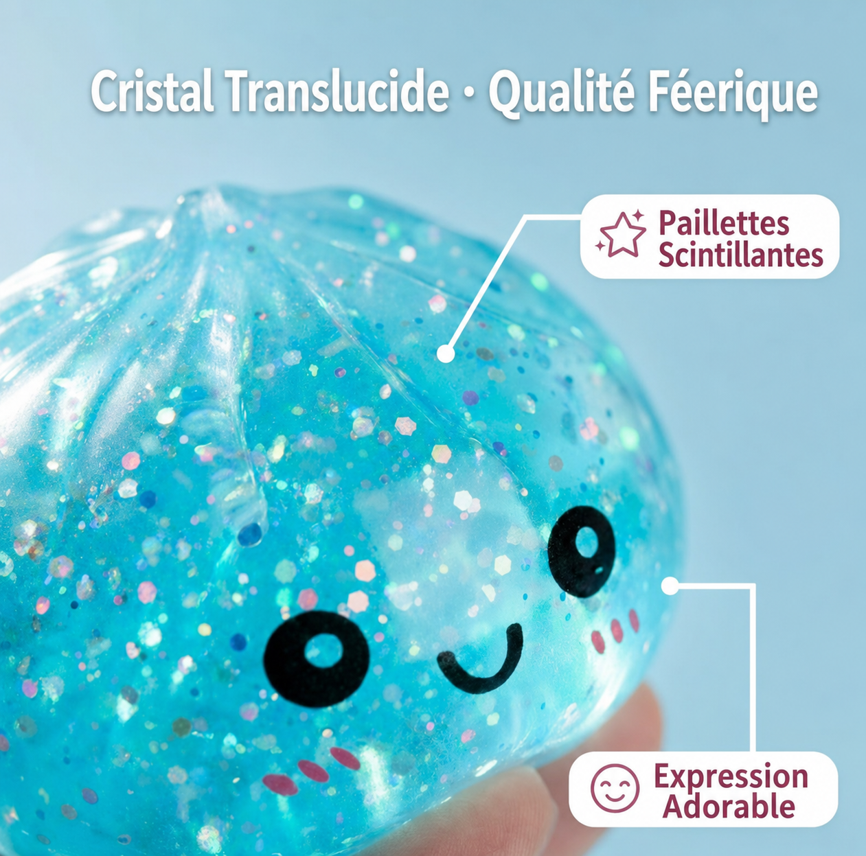Squishy Dumpling en forme de bao (petit pain vapeur) ultra réaliste, très lent à reprendre sa forme, idéal pour presser, malaxer et évacuer le stress