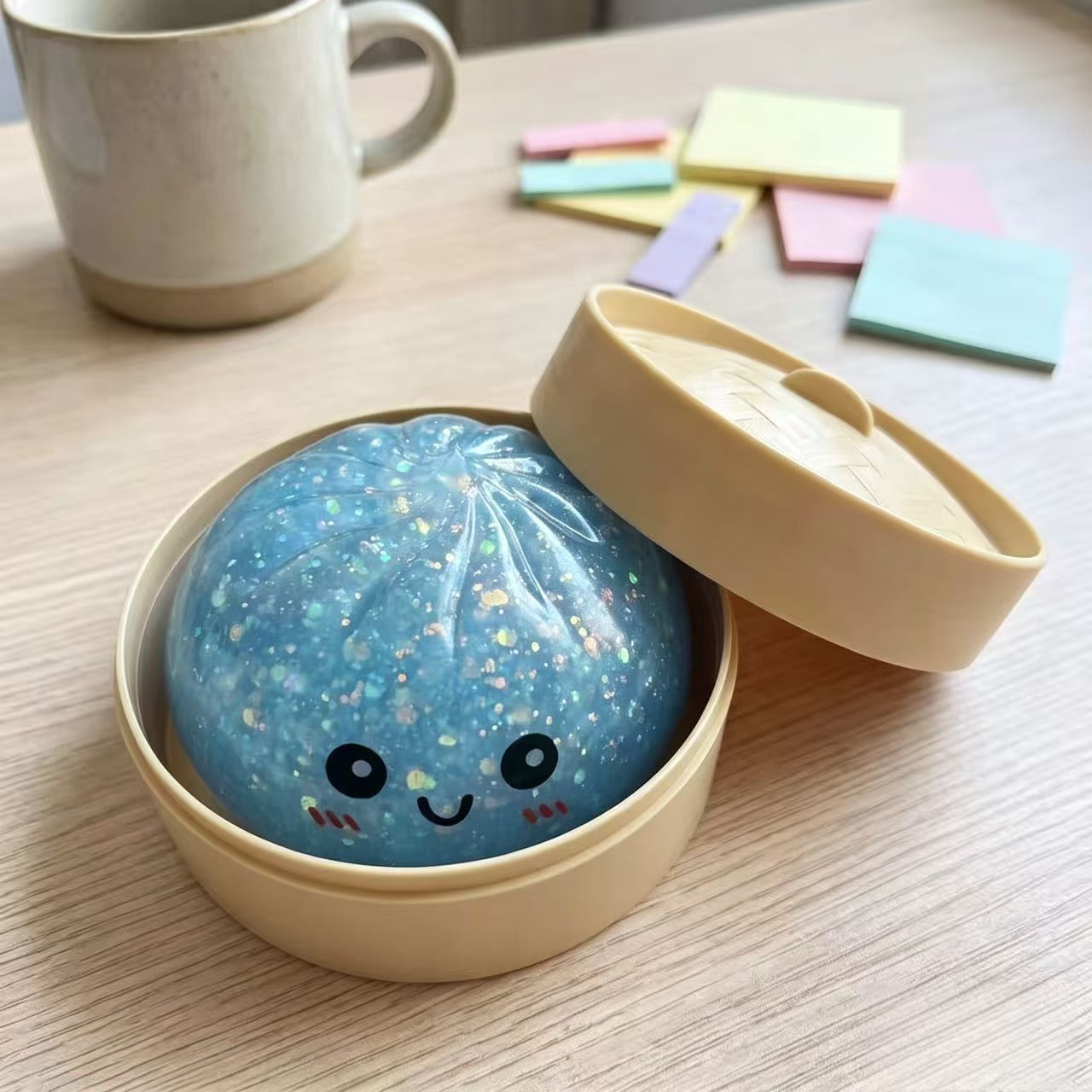 Squishy Dumpling en forme de bao (petit pain vapeur) ultra réaliste, très lent à reprendre sa forme, idéal pour presser, malaxer et évacuer le stress