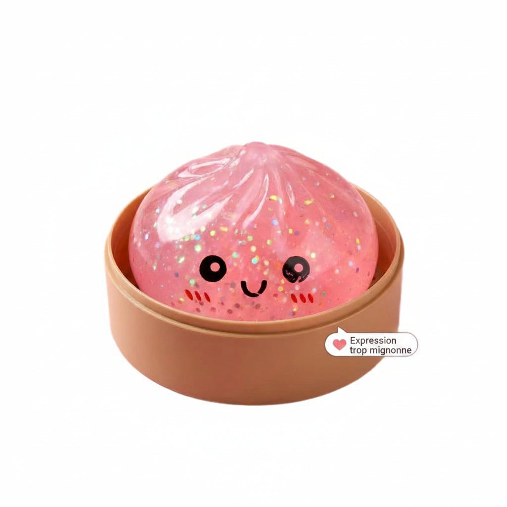 Squishy Dumpling en forme de bao (petit pain vapeur) ultra réaliste, très lent à reprendre sa forme, idéal pour presser, malaxer et évacuer le stress
