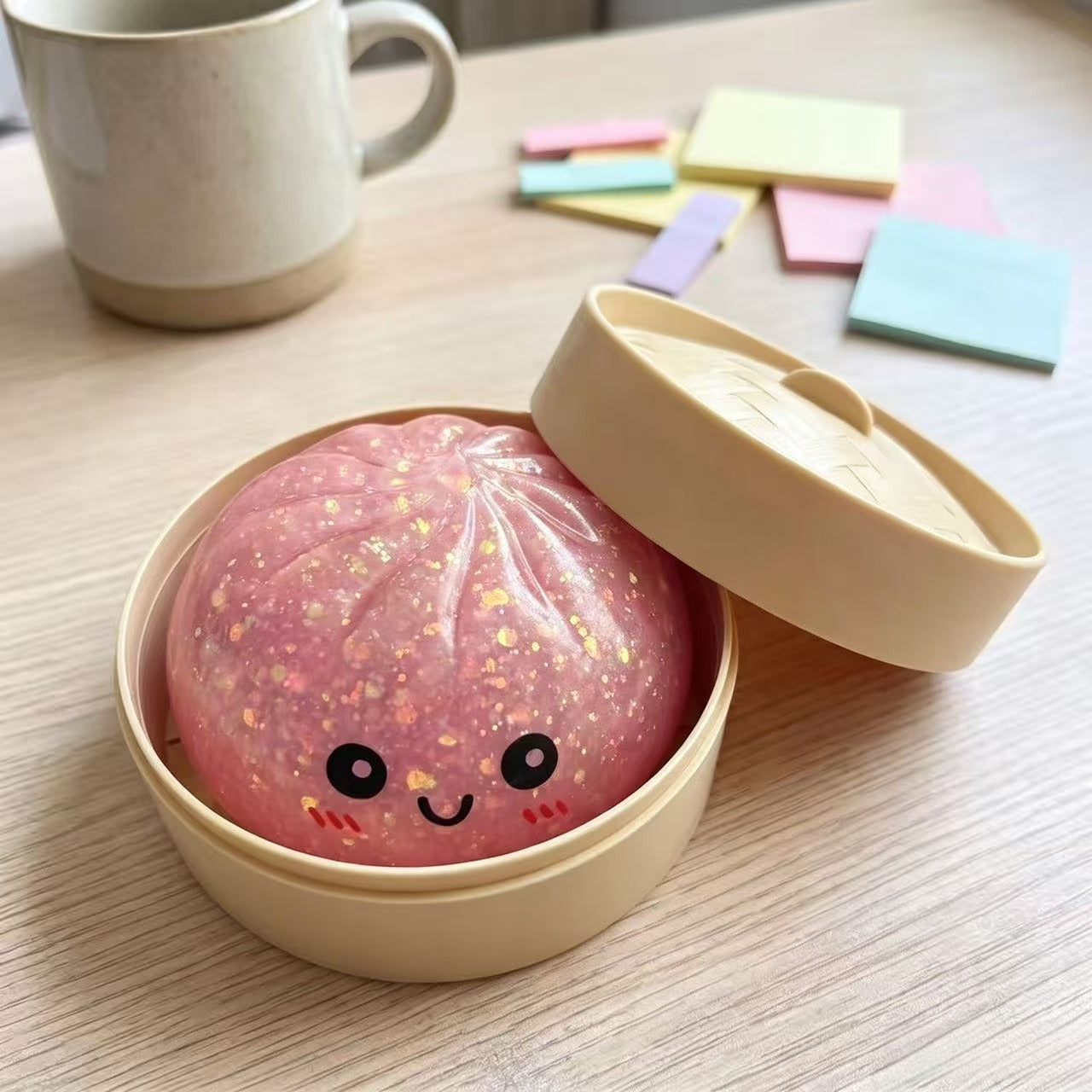 Squishy Dumpling en forme de bao (petit pain vapeur) ultra réaliste, très lent à reprendre sa forme, idéal pour presser, malaxer et évacuer le stress