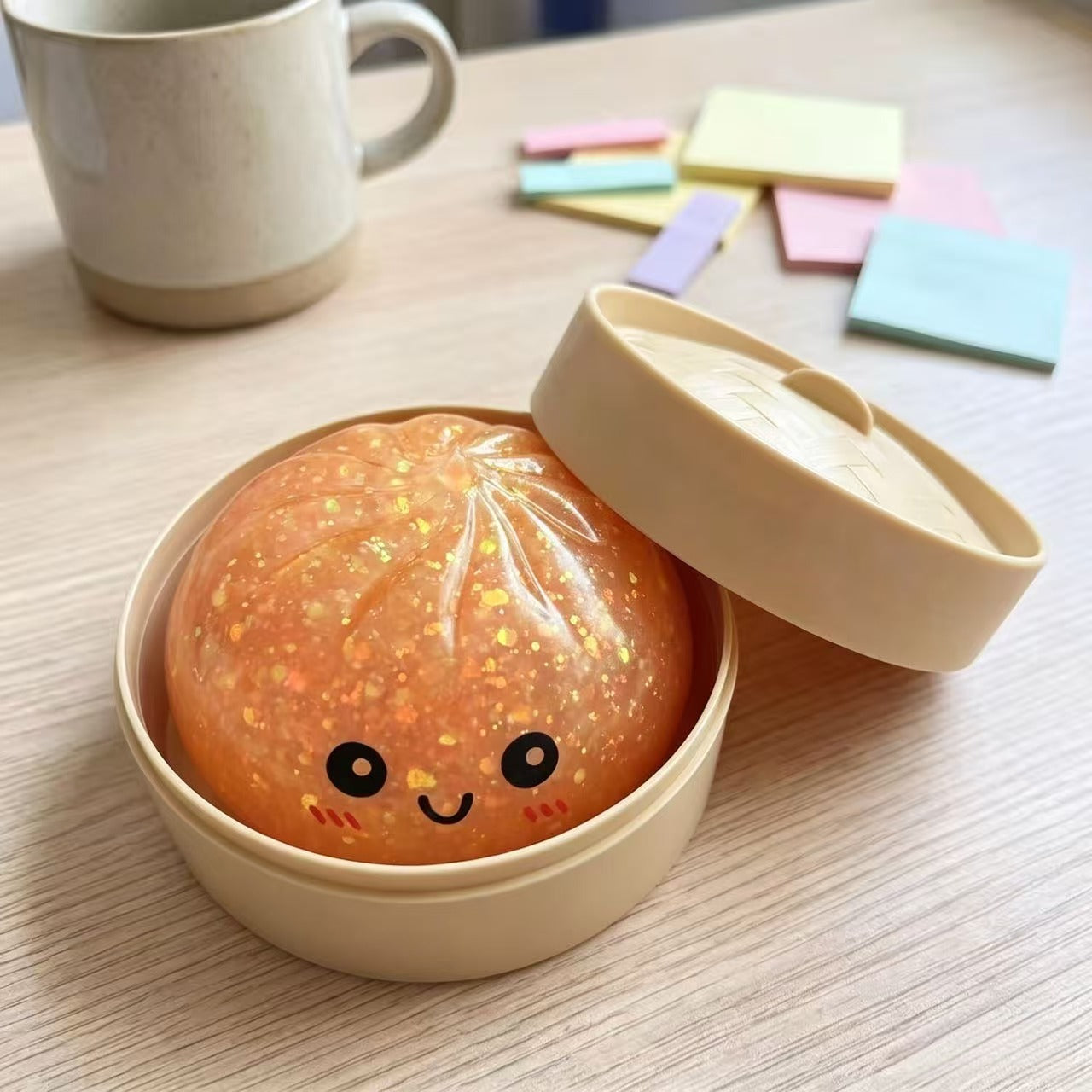 Squishy Dumpling en forme de bao (petit pain vapeur) ultra réaliste, très lent à reprendre sa forme, idéal pour presser, malaxer et évacuer le stress