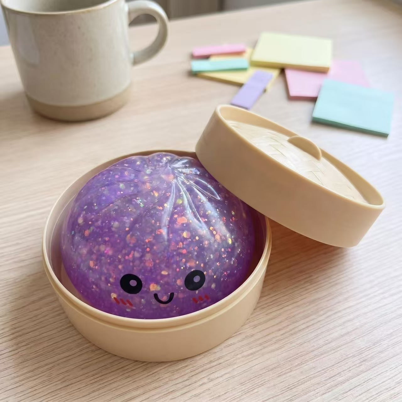 Squishy Dumpling en forme de bao (petit pain vapeur) ultra réaliste, très lent à reprendre sa forme, idéal pour presser, malaxer et évacuer le stress