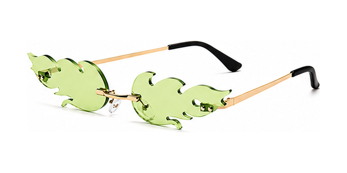 Lunettes de soleil flamme, verres solaires ondulés sans bords, pour femmes Vintage, effet miroir UV400