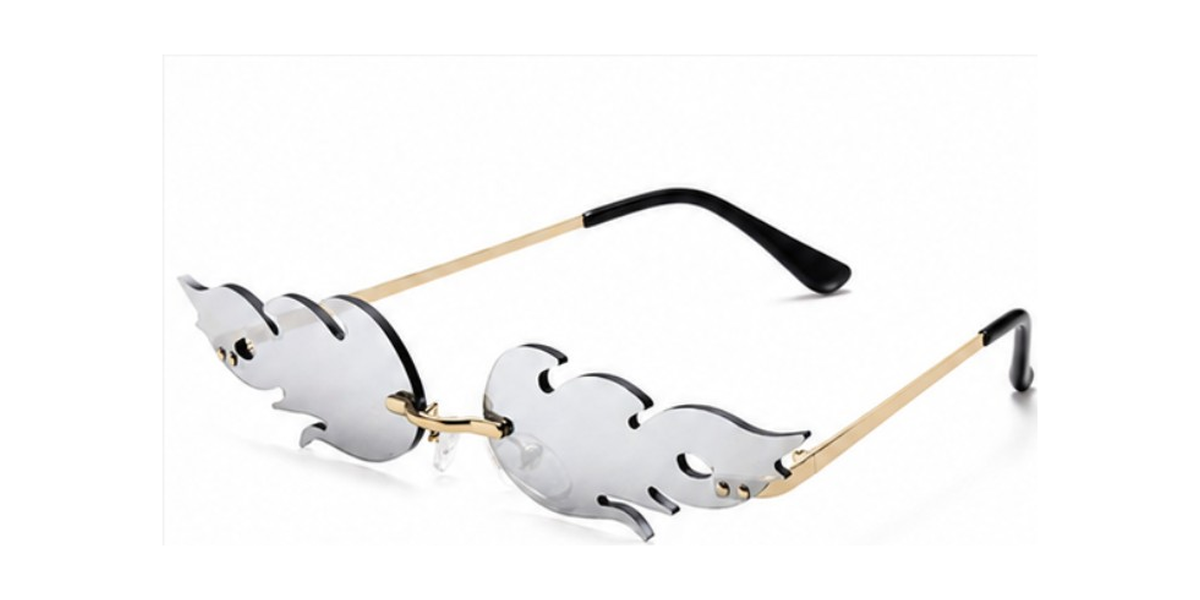 Lunettes de soleil flamme, verres solaires ondulés sans bords, pour femmes Vintage, effet miroir UV400