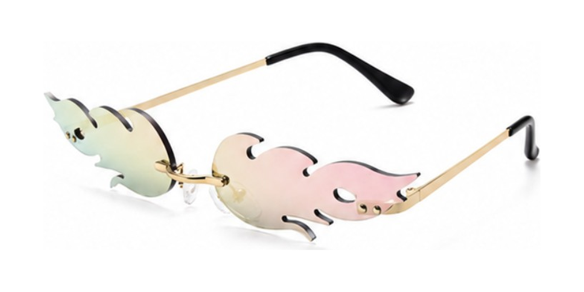 Lunettes de soleil flamme, verres solaires ondulés sans bords, pour femmes Vintage, effet miroir UV400