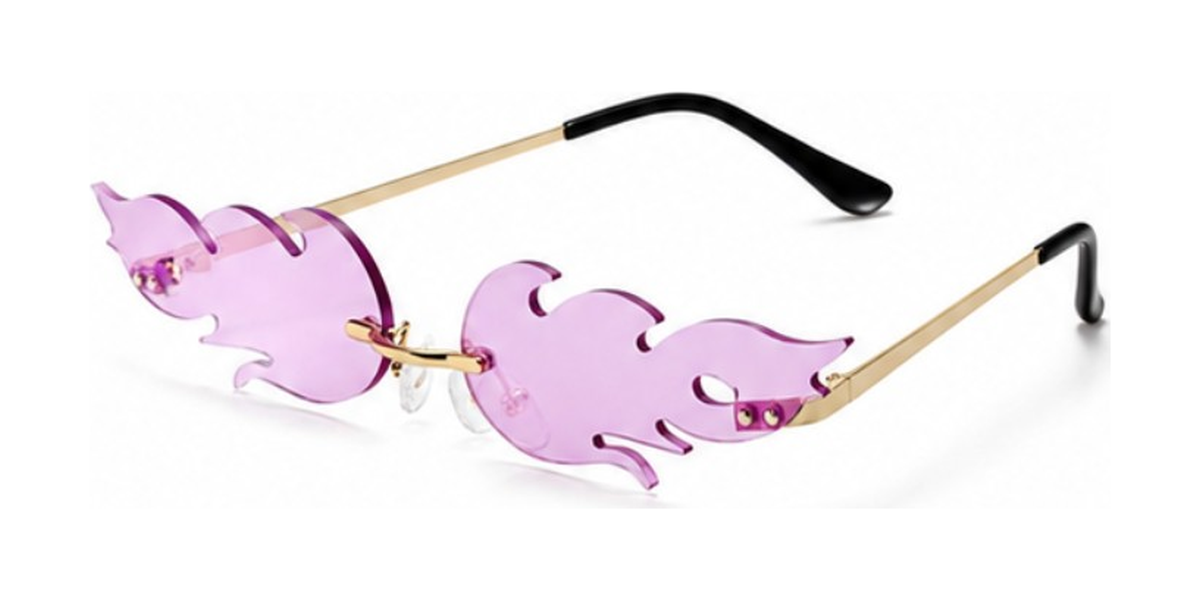 Lunettes de soleil flamme, verres solaires ondulés sans bords, pour femmes Vintage, effet miroir UV400