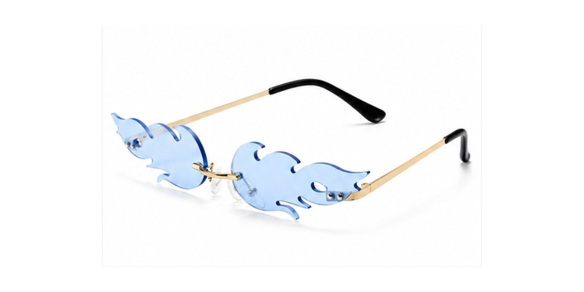 Lunettes de soleil flamme, verres solaires ondulés sans bords, pour femmes Vintage, effet miroir UV400