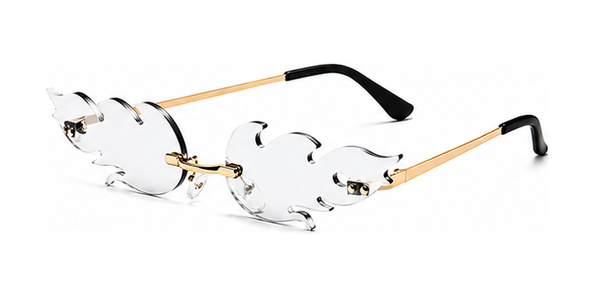 Lunettes de soleil flamme, verres solaires ondulés sans bords, pour femmes Vintage, effet miroir UV400